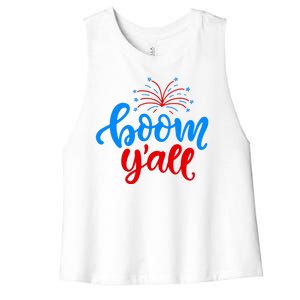 Boom Yall 4th Of July Firework Festive Women's Racerback Cropped Tank