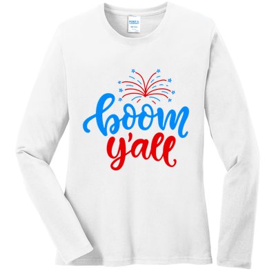 Boom Yall 4th Of July Firework Festive Ladies Long Sleeve Shirt