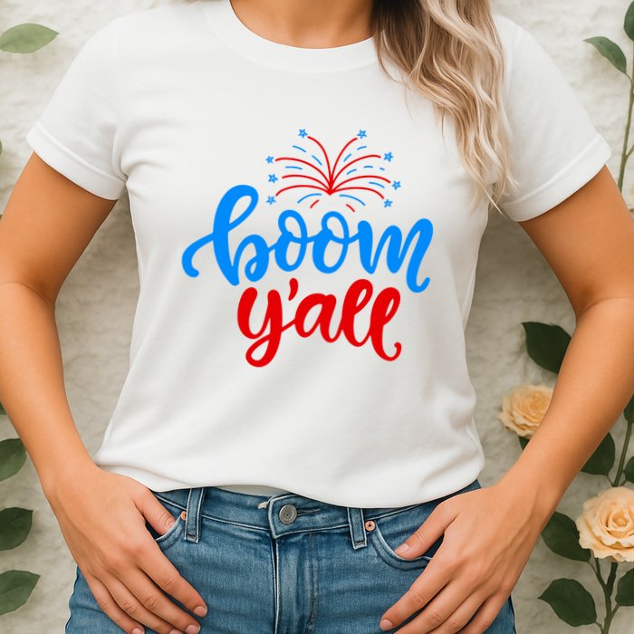 Boom Yall 4th Of July Firework Festive Womens T-Shirt