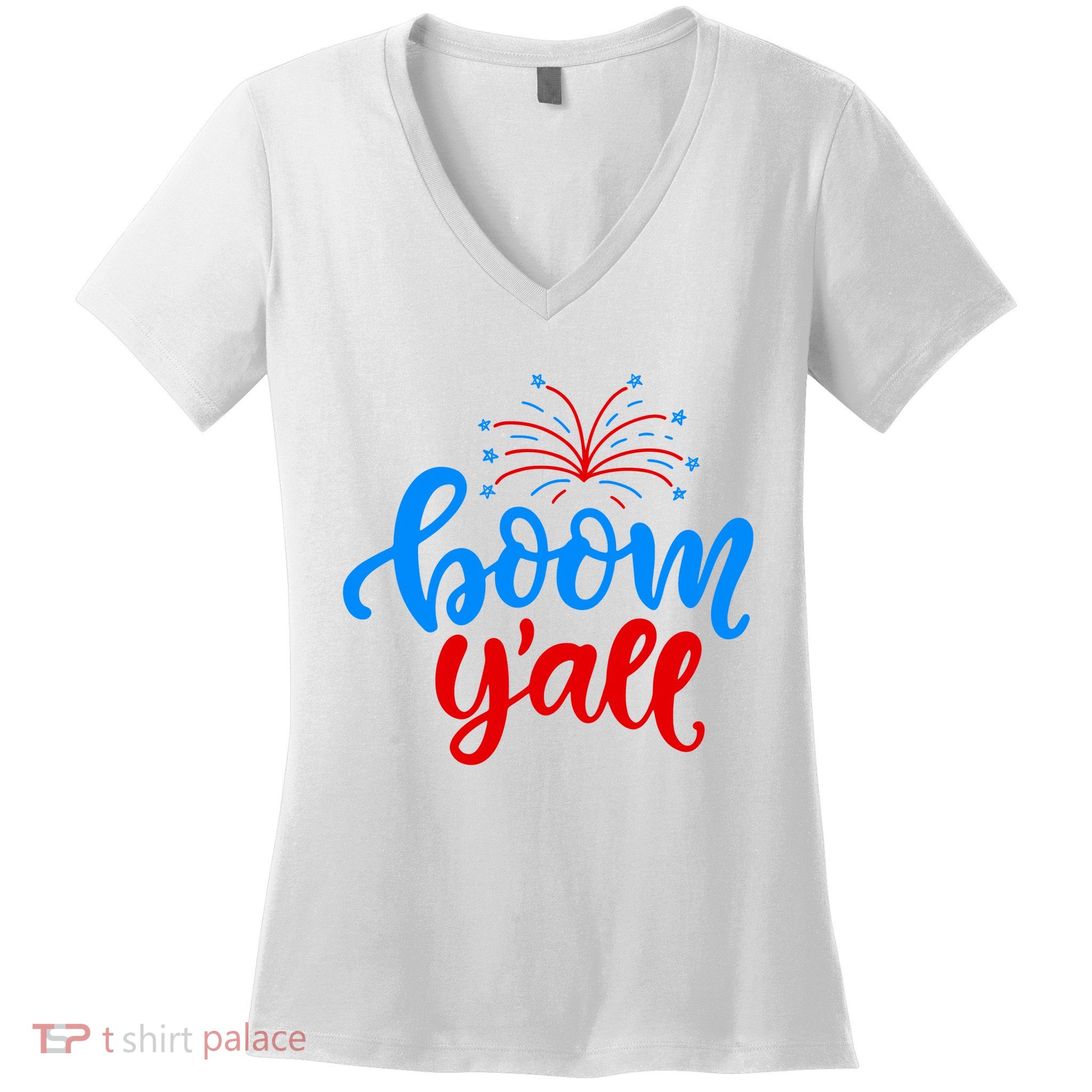 Boom Yall 4th Of July Firework Festive Women's V-Neck T-Shirt