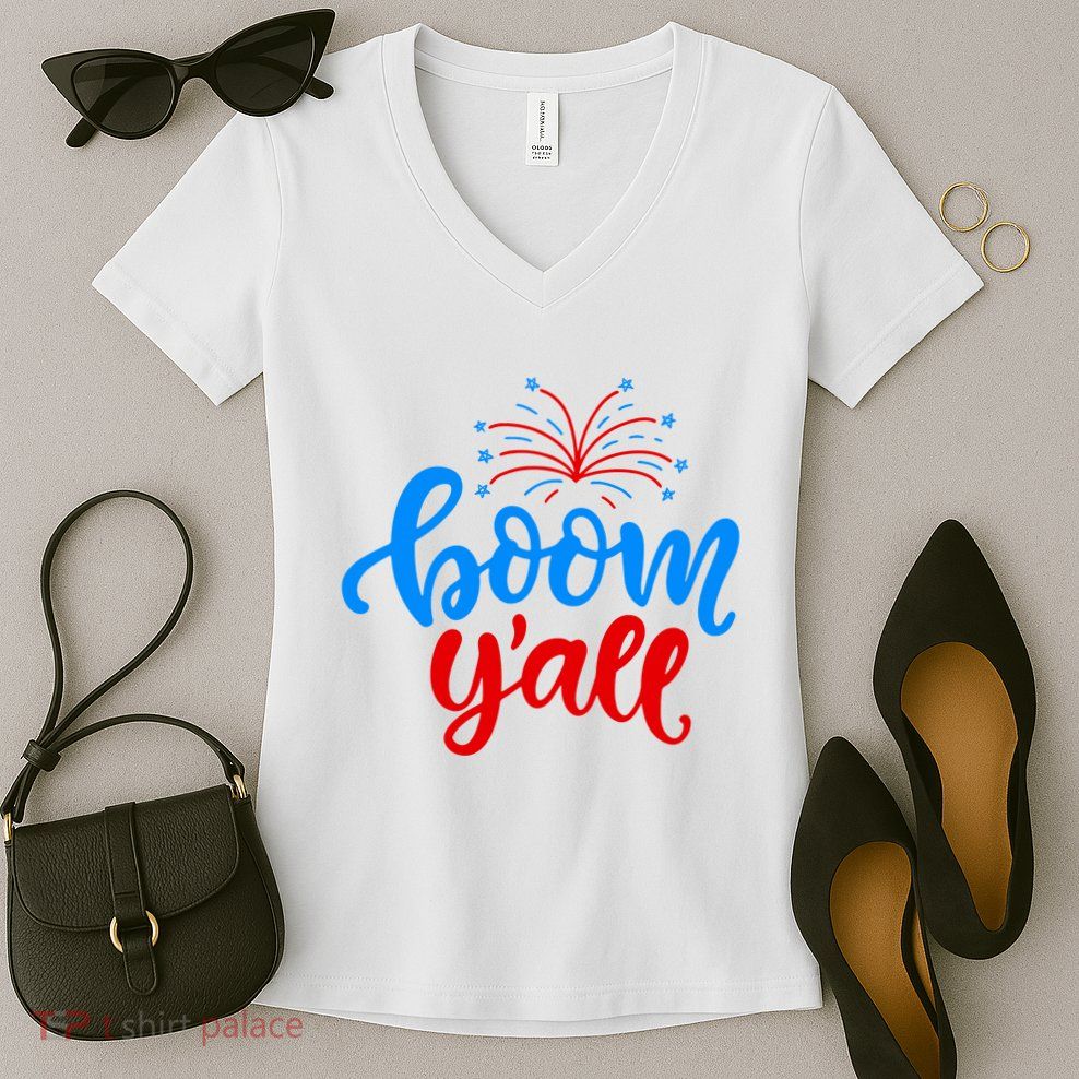 Boom Yall 4th Of July Firework Festive Women's V-Neck T-Shirt