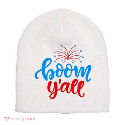 Boom Yall 4th Of July Firework Festive Short Acrylic Beanie