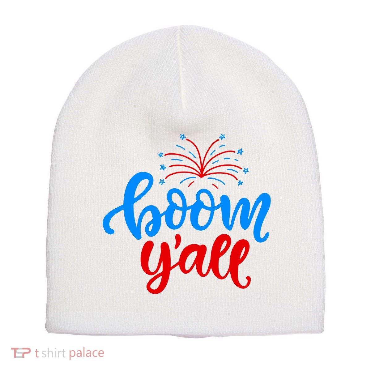 Boom Yall 4th Of July Firework Festive Short Acrylic Beanie