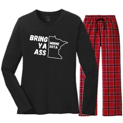 Bring Ya Ass Minnesota Women's Long Sleeve Flannel Pajama Set 