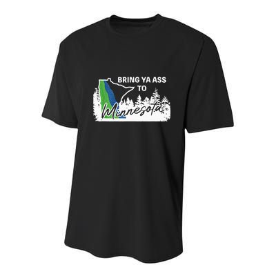 Bring Ya Ass To Minnesota Funny Minnesota Anthony Youth Performance Sprint T-Shirt