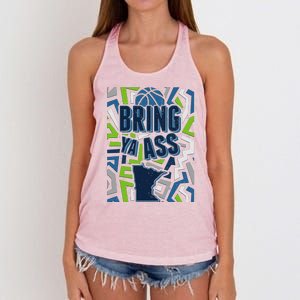 Bring Ya Ass To Minnesota Basketball Sports Fan Women's Knotted Racerback Tank