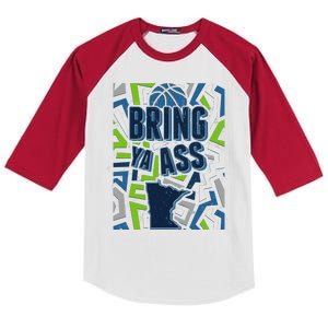 Bring Ya Ass To Minnesota Basketball Sports Fan Kids Colorblock Raglan Jersey