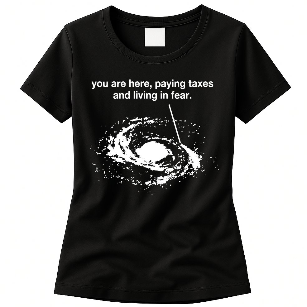Bricksnpapers You Are Here Paying Taxes And Living In Fear Womens T-Shirt