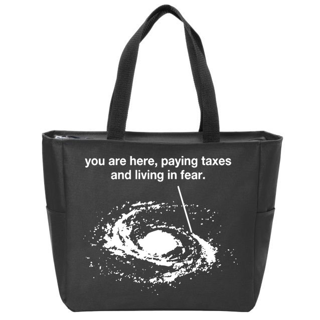 Bricksnpapers You Are Here Paying Taxes And Living In Fear Zip Tote Bag
