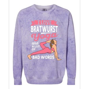 Bratwurst Yoga And Lot Of Bad Words Pilates Funny Yogi Humor Colorblast Crewneck Sweatshirt