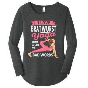 Bratwurst Yoga And Lot Of Bad Words Pilates Funny Yogi Humor Women's Perfect Tri Tunic Long Sleeve Shirt