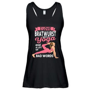 Bratwurst Yoga And Lot Of Bad Words Pilates Funny Yogi Humor Ladies Essential Flowy Tank