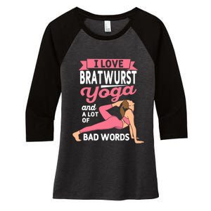 Bratwurst Yoga And Lot Of Bad Words Pilates Funny Yogi Humor Women's Tri-Blend 3/4-Sleeve Raglan Shirt