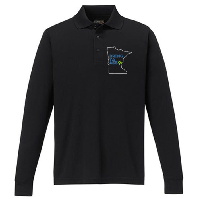 Bring Ya Ass To Minnesota Mn Performance Long Sleeve Polo