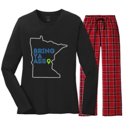 Bring Ya Ass To Minnesota Mn Women's Long Sleeve Flannel Pajama Set 