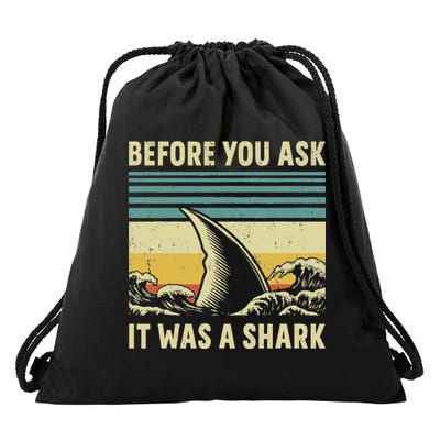Before Your Ask It Was A Shark Funny Amputation Surgery Drawstring Bag