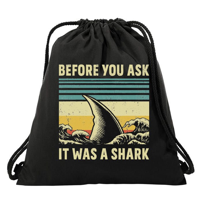 Before Your Ask It Was A Shark Funny Amputation Surgery Drawstring Bag