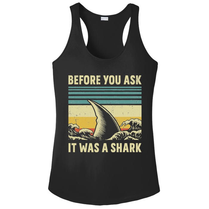 Before Your Ask It Was A Shark Funny Amputation Surgery Ladies PosiCharge Competitor Racerback Tank