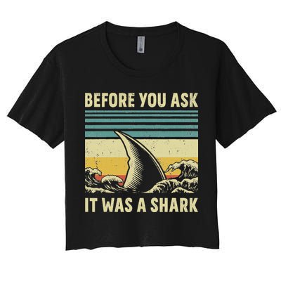 Before Your Ask It Was A Shark Funny Amputation Surgery Crop Top