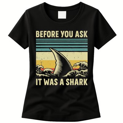 Before Your Ask It Was A Shark Funny Amputation Surgery Womens T-Shirt