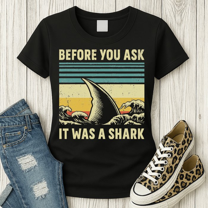 Before Your Ask It Was A Shark Funny Amputation Surgery Womens T-Shirt