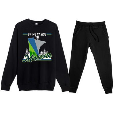 Bring Ya Ass To Minnesota Basketball Sports Fan Premium Crewneck Sweatsuit Set