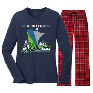 Bring Ya Ass To Minnesota Basketball Sports Fan Women's Long Sleeve Flannel Pajama Set 