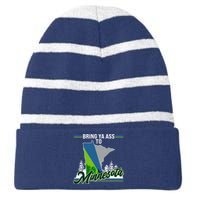 Bring Ya Ass To Minnesota Basketball Sports Fan Striped Beanie with Solid Band