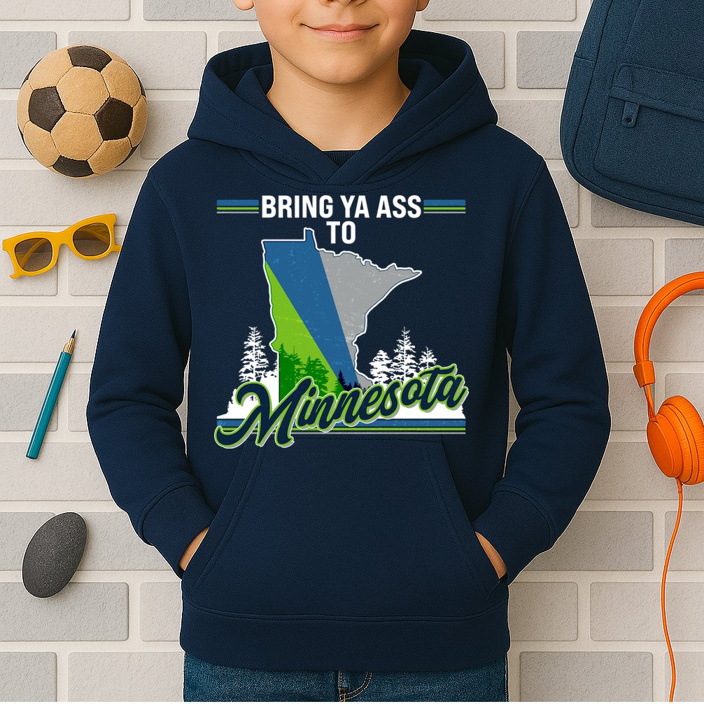 Bring Ya Ass To Minnesota Basketball Sports Fan Kids Hoodie
