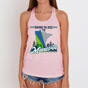 Bring Ya Ass To Minnesota Basketball Sports Fan Women's Knotted Racerback Tank