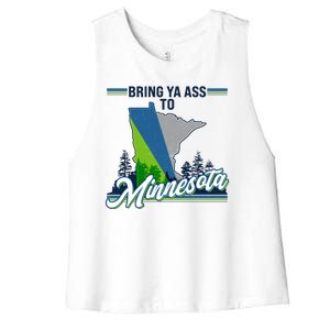 Bring Ya Ass To Minnesota Basketball Sports Fan Women's Racerback Cropped Tank