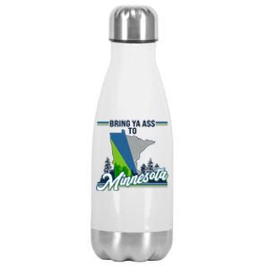 Bring Ya Ass To Minnesota Basketball Sports Fan Stainless Steel Insulated Water Bottle