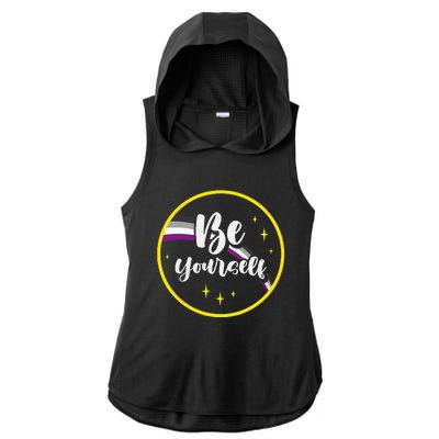 Be Yourself Asexual Rainbow Ace Pride Flag Lgbtq Ladies PosiCharge Tri-Blend Wicking Draft Hoodie Tank