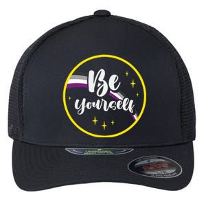 Be Yourself Asexual Rainbow Ace Pride Flag Lgbtq Flexfit Unipanel Trucker Cap