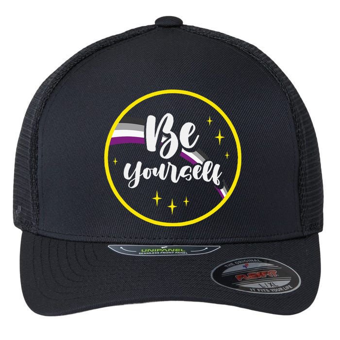 Be Yourself Asexual Rainbow Ace Pride Flag Lgbtq Flexfit Unipanel Trucker Cap