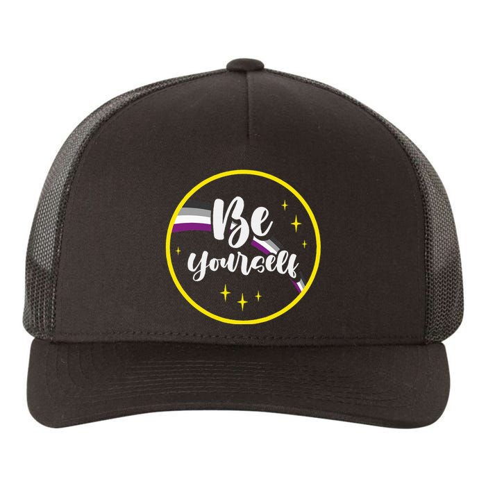 Be Yourself Asexual Rainbow Ace Pride Flag Lgbtq Yupoong Adult 5-Panel Trucker Hat