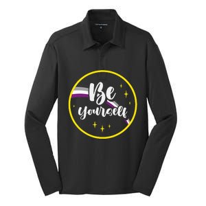 Be Yourself Asexual Rainbow Ace Pride Flag Lgbtq Silk Touch Performance Long Sleeve Polo