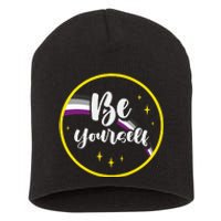 Be Yourself Asexual Rainbow Ace Pride Flag Lgbtq Short Acrylic Beanie