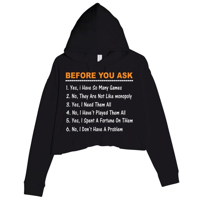 Before You Ask Yes I Have So Many Games Funny Board Game Crop Fleece Hoodie