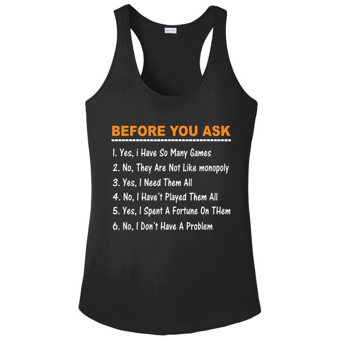 Before You Ask Yes I Have So Many Games Funny Board Game Ladies PosiCharge Competitor Racerback Tank