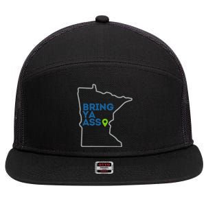 Bring Ya Ass To Mn 7 Panel Mesh Trucker Snapback Hat