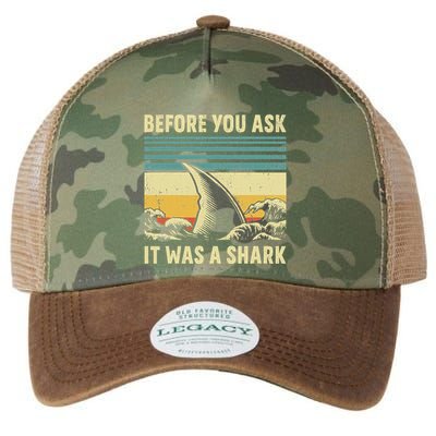 Before Your Ask It Was A Shark Funny Amputation Surgery Legacy Tie Dye Trucker Hat