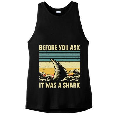 Before Your Ask It Was A Shark Funny Amputation Surgery Ladies PosiCharge Tri-Blend Wicking Tank