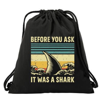 Before Your Ask It Was A Shark Funny Amputation Surgery Drawstring Bag