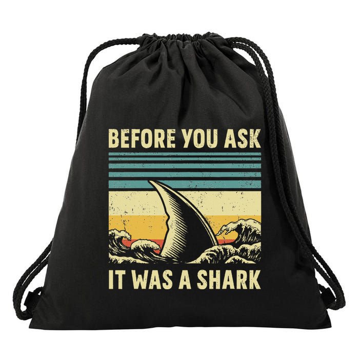Before Your Ask It Was A Shark Funny Amputation Surgery Drawstring Bag