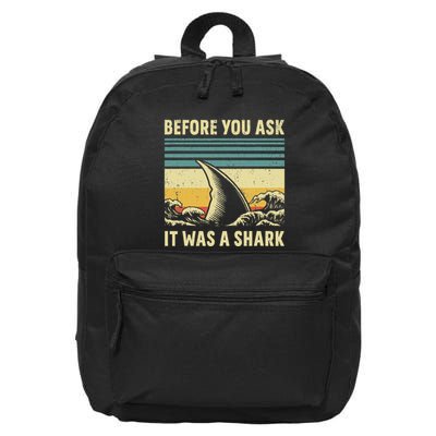 Before Your Ask It Was A Shark Funny Amputation Surgery 16 in Basic Backpack