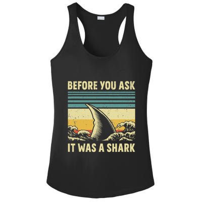 Before Your Ask It Was A Shark Funny Amputation Surgery Ladies PosiCharge Competitor Racerback Tank