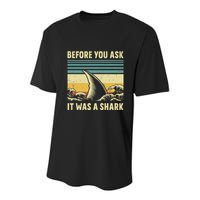 Before Your Ask It Was A Shark Funny Amputation Surgery Youth Performance Sprint T-Shirt