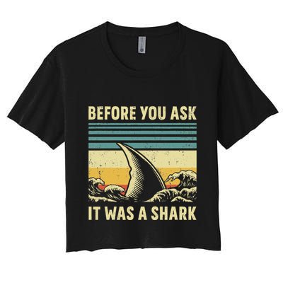 Before Your Ask It Was A Shark Funny Amputation Surgery Crop Top