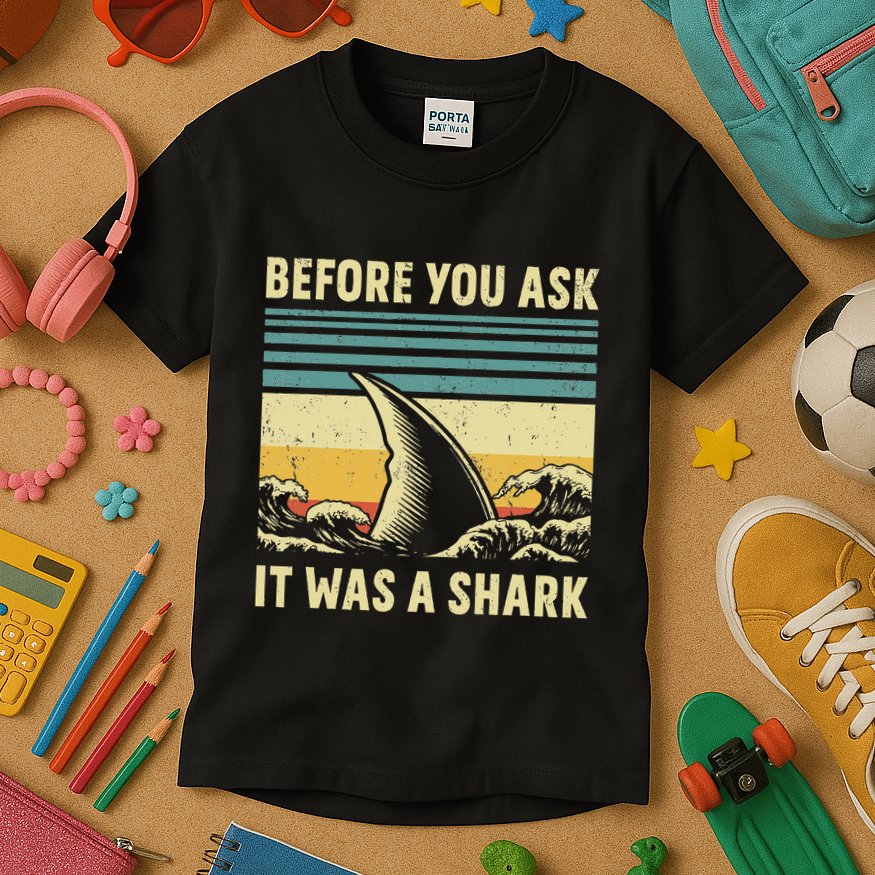 Before Your Ask It Was A Shark Funny Amputation Surgery Kids T-Shirt